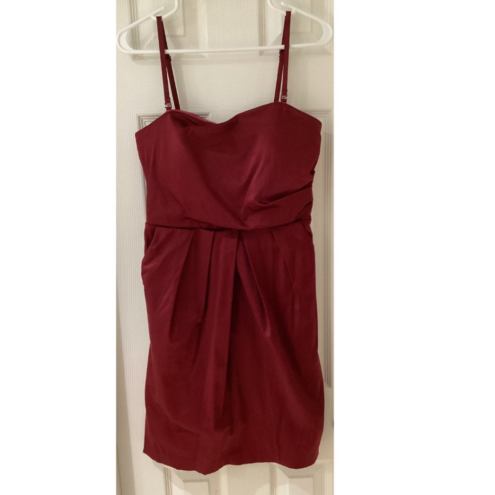 Red Satin Cocktail Dress with Removable Straps